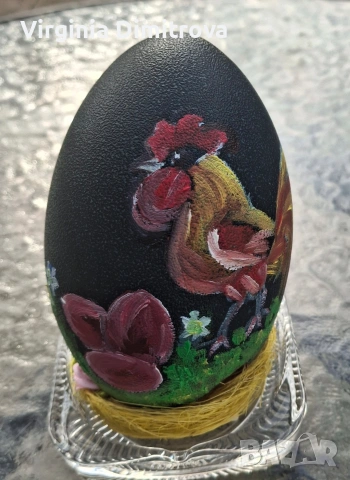 Рисувани яйца от Ему ибукет от паунови пера, снимка 2 - Декорация за дома - 54091195