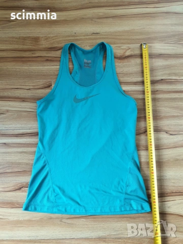 Nike Dri-FIT дамски потник размер M синьо-зелен спортен топ, снимка 8 - Спортни екипи - 54634416