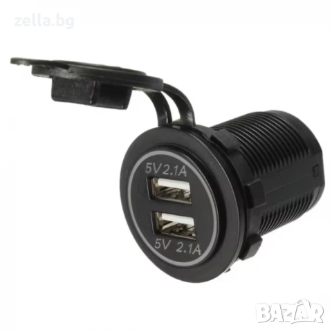Двоен USB адаптер за вграждане 2x2.1A, 12V/24V, водоустойчив панел за камион, АТВ, лодка 10035, снимка 9 - Друга електроника - 54656034