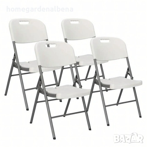 4 бр. Сгъваеми Кетъринг Столове HDPE – Бели, За Градина и Събития, снимка 3 - Столове - 54216578