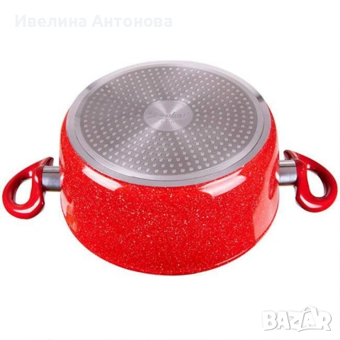 Тенджера Voltz , 2.2л./4л./6.5л., Мраморно покритие, Индукция, Червен, снимка 3 - Съдове за готвене - 54231261