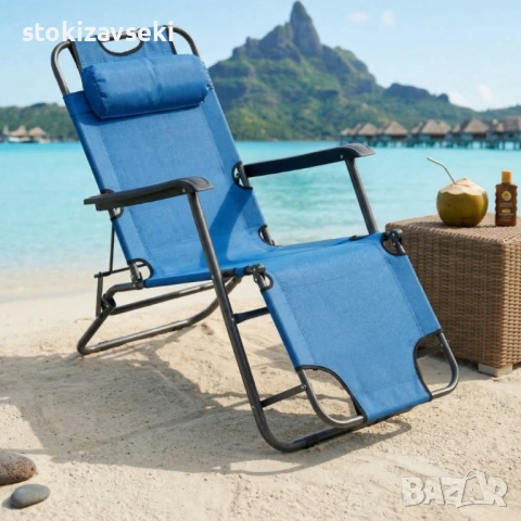 Сгъваем шезлонг с възглавница - комфорт и релакс, снимка 8 - Градински мебели, декорация  - 54082542