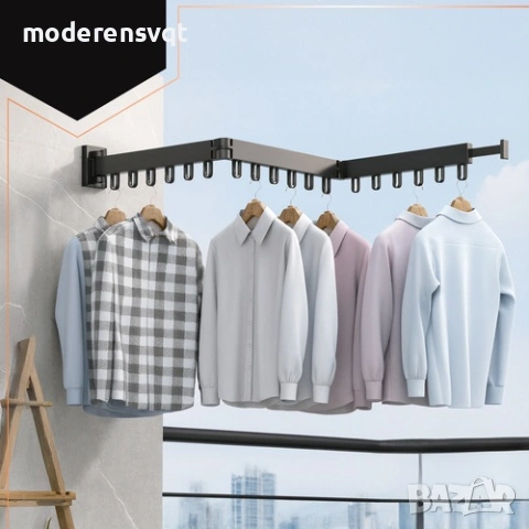 Сгъваема сушилня за дрехи за стенен монтаж – разтегателна стойка за дрехи, снимка 2 - Други стоки за дома - 54056895