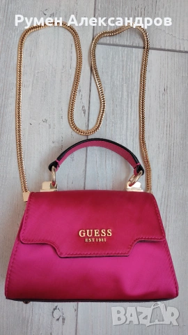 Нова дамска оригинална розова чанта Guess Velina Mini Bag, снимка 6 - Чанти - 55179812