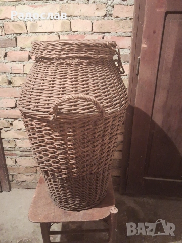Голям плетен кош, снимка 2 - Антикварни и старинни предмети - 54653728
