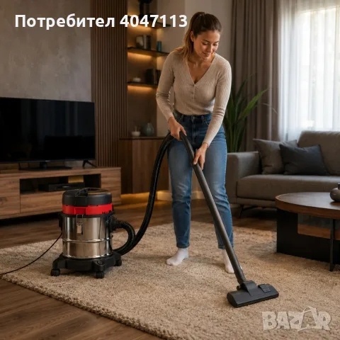 Прахосмукачка KraftRoyal 601-B20 за сухо и мокро почистване - 1200W, 20L, неръждаем резервоар, функц, снимка 2 - Прахосмукачки - 55407833