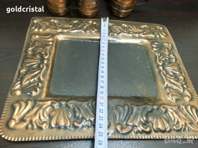 стари медни чашки с поднос , снимка 6 - Антикварни и старинни предмети - 37694657