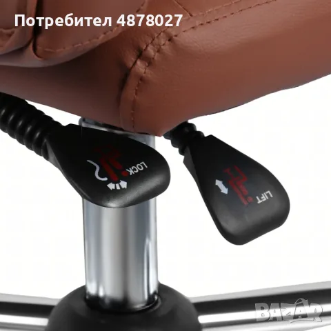 Ергономичен офис стол с лумбална опора от еко кожа – комфорт за дълги часове без болки, снимка 4 - Столове за офис - 55390595