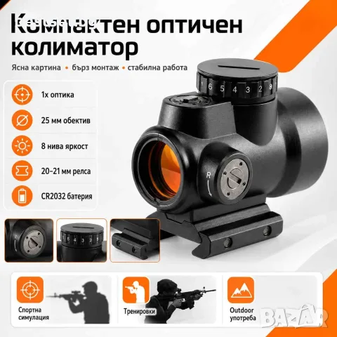 Бързомерец прицел Trijicon 1x25 бързомер мерник пикатини пушка еърсофт