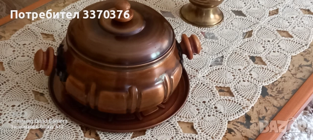 Медна тенджера на поднос-ръчна изработка, снимка 2 - Съдове за готвене - 54407150