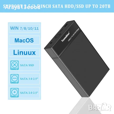 Външен USB 3.0 SATA корпус Tccmebius TCC-S863 за HDD и SSD 2.5"/3.5", снимка 4 - Захранвания и кутии - 55691606