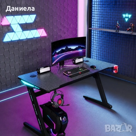 Професионално геймърско бюро 120см – LED осветление, снимка 4 - Други стоки за дома - 54695276