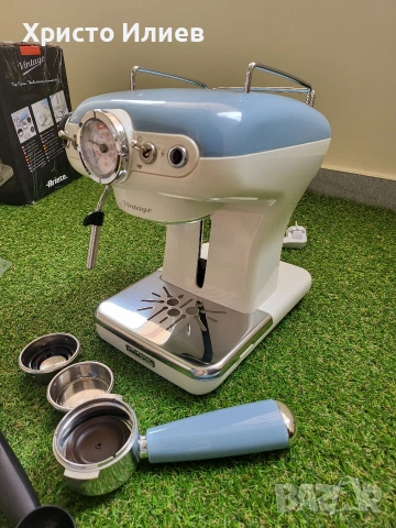 Ретро Еспресо кафемашина с ръкохватка Ariete Espresso Vintage 1389 Винтидж Синя, снимка 13 - Кафемашини - 54996223
