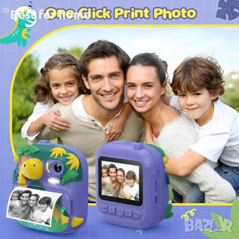 Детски фотоапарат за моментални снимки, CAMCLID 2.4-инчов цифров фотоапарат с динозавърска форма , снимка 3 - Други - 54885806