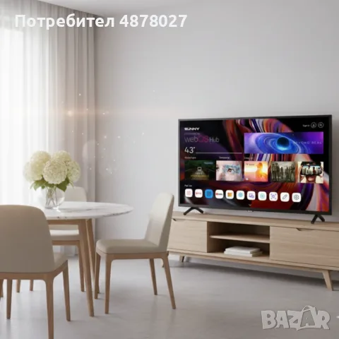 Телевизор Sunny SN43FPRL-W02S – 43" LED Smart TV с WebOS, Wi-Fi и DVB-T2/C/S2, снимка 4 - Телевизори - 55657780