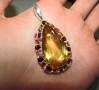 925 сребърно колие с голям цитрин, минерал 60 карата, снимка 5