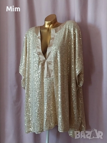 3XL Блуза с златисти пайети , снимка 4 - Туники - 55019233