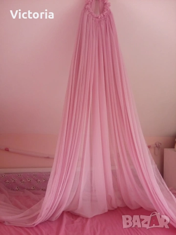 Розов балдахин за легло, снимка 2 - Други - 54325001