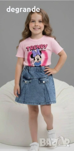 🧸Детски Комплект Пола с Тениска на Мики Маус