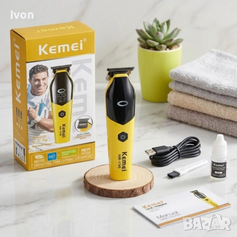 Професионален тример Kemei KM-1745 с LCD дисплей и USB зареждане, снимка 2 - Други стоки за дома - 55184274