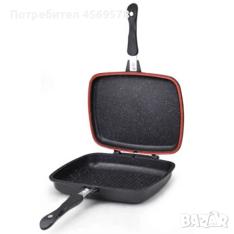 ‼️Тиган грил, двоен 32x25cm‼️, снимка 2 - Съдове за готвене - 54786511