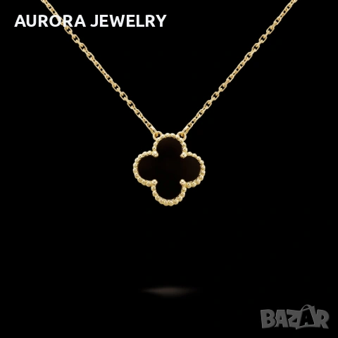 Van Cleef & Arpels VCA Gold Black Onyx Vintage Alhambra Clover Дамско Колие, снимка 8 - Колиета, медальони, синджири - 54539346