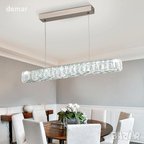 Кристален LED пендел 25W 6500K, висящ полилей за кухня, трапезария и хол