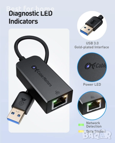 Cable Matters Plug & Play USB към Ethernet адаптер с PXE, поддръжка на клониране на MAC адреси, снимка 6 - Кабели и адаптери - 54164878