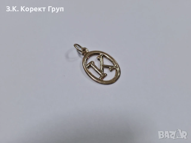 Златна висулка "К" 14К 585 / 0,16 гр., снимка 2 - Колиета, медальони, синджири - 54393542