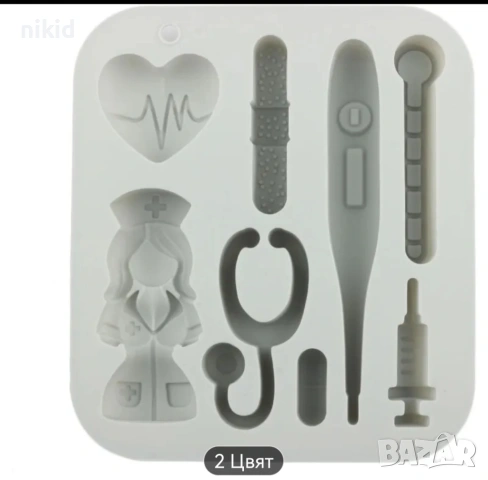 медицинска сестра термометър стетоскоп медицина медицински лекарски докторски силиконов молд форма , снимка 4 - Форми - 53954568