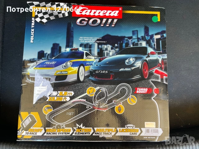 Игра Carrera GO!!! Police Trap – аналогово електрическо състезателно трасе в мащаб 1:43.