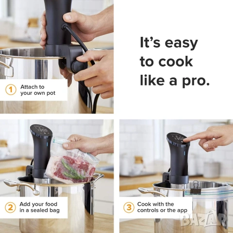 су вид бавно готвене Anova Precision Cooker Sous Vide 1000W с WiFi - НОВ - ЗАВОДСКИ ЗАПЕЧАТАН, снимка 4 - Други - 55236775