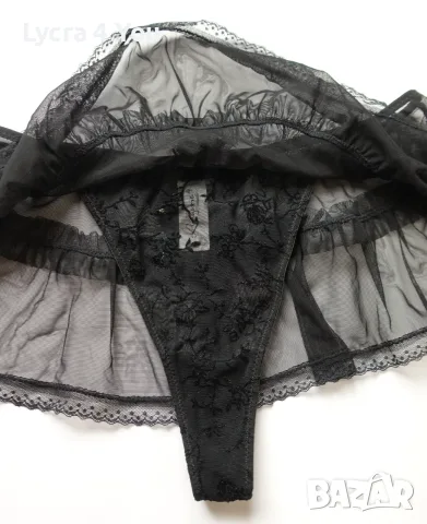 C&A Lingerie черна ефирна тюлена мини пола с вградени прашки, снимка 5 - Бельо - 55418231