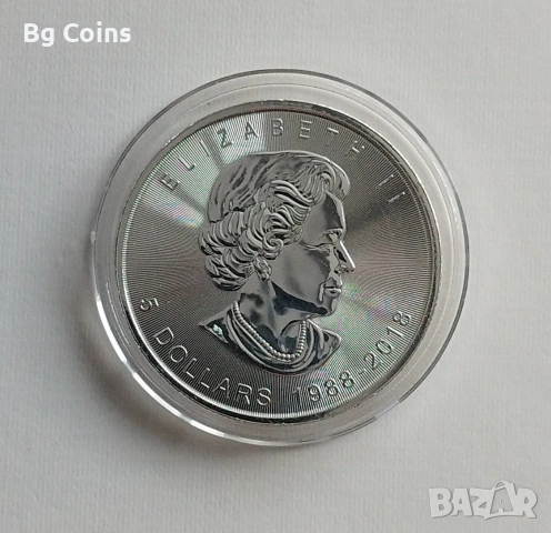 Сребро 1 OZ 2018 Канада , снимка 2 - Нумизматика и бонистика - 54378741