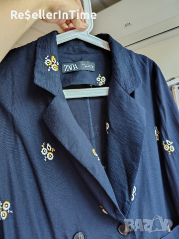 Сако Zara с бродерии, тъмносиньо, М размер , снимка 3 - Сака - 54988476