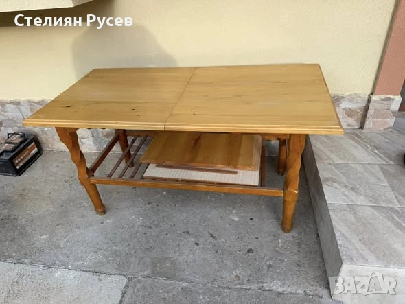 2805 дървена трапезна разтегателна маса от чам 130/68см цена 44 евро или  86.06лв        smr -160см , снимка 5 - Маси - 54701314