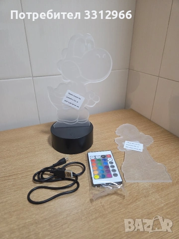 3D LED нощна лампа с герои от Super Mario