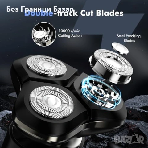 Нова мъжка Ротационна самобръсначка USB-C LED мокро сухо бръснене брада, снимка 5 - Електрически самобръсначки - 54431625