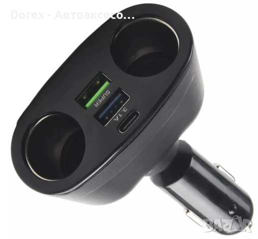 Зарядно разклонител за запалка 2-ка с 2 USB и волтметър, снимка 4 - Аксесоари и консумативи - 54135385