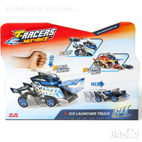 Комплект за игра T-Racers - Ice Launcher Truck СИН, снимка 5 - Коли, камиони, мотори, писти - 54276452