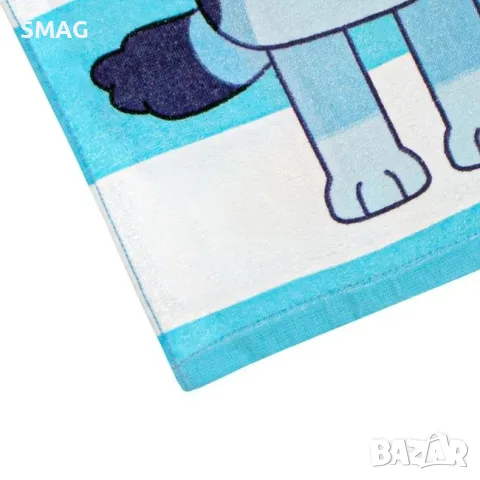 Детска плажна хавлия пончо памучна светлосиня с Bluey_1235570