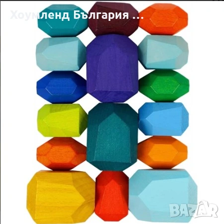 Детски контруктор Камъни/дървени блокове – 16 бр, снимка 6 - Образователни игри - 54428311