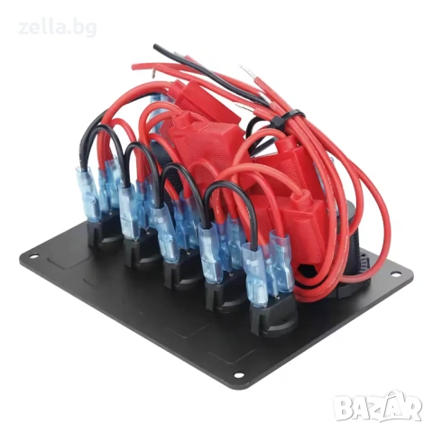 Автомобилен контролен панел с 5 бутона ON/OFF, IP65, 12V/24V – с волтметър, USB и гнездо 10228, снимка 9 - Друга електроника - 54661202