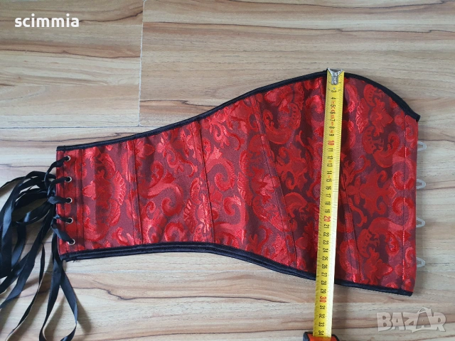 Червен готически корсет с връзки и флорален мотив XL/XXL/XXXL, снимка 9 - Корсети, бюстиета, топове - 54660119