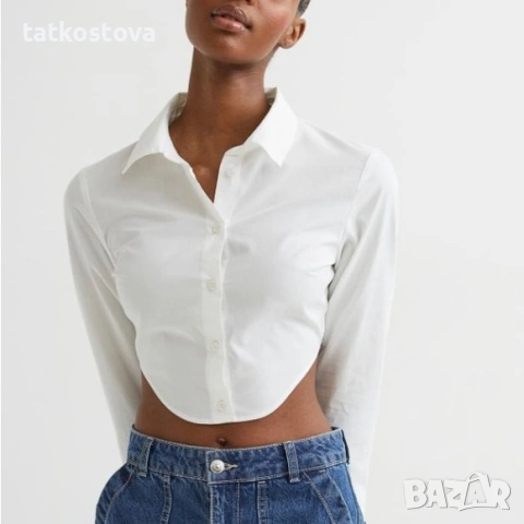 H&M фешън риза с отворен гръб р-р XS, снимка 2 - Ризи - 54503816