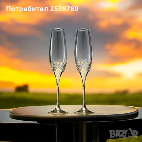 Сватбени чаши лебеди - злато цвят