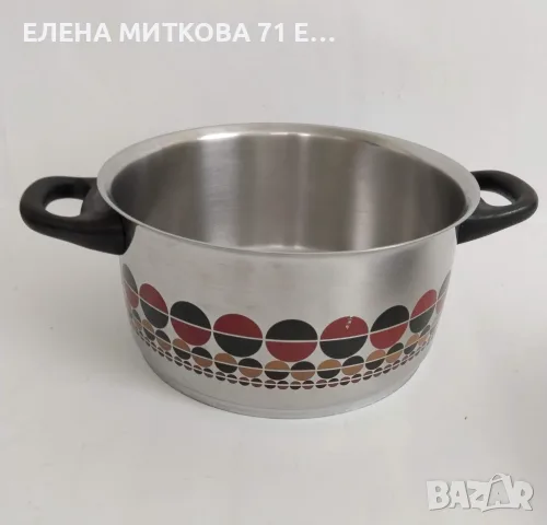 Fissler Западна Германия - много масивни тенджера и тиган от неръждаема стомана с еднакъв декор, снимка 3 - Съдове за готвене - 55436940