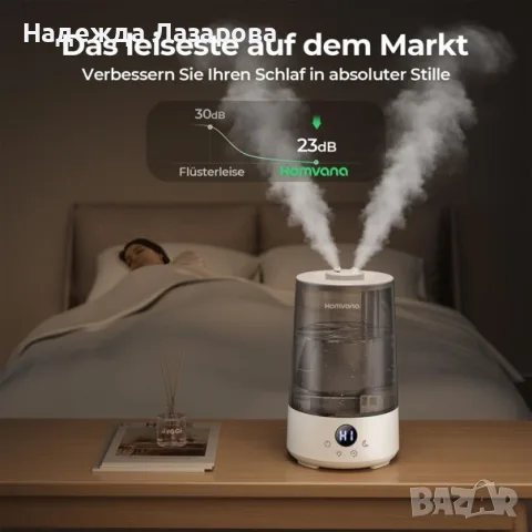 Овлажнител за спалня с горно пълнене 3.6 L 360° Хладна Мъгла Тих , снимка 4 - Овлажнители и пречистватели за въздух - 55590863