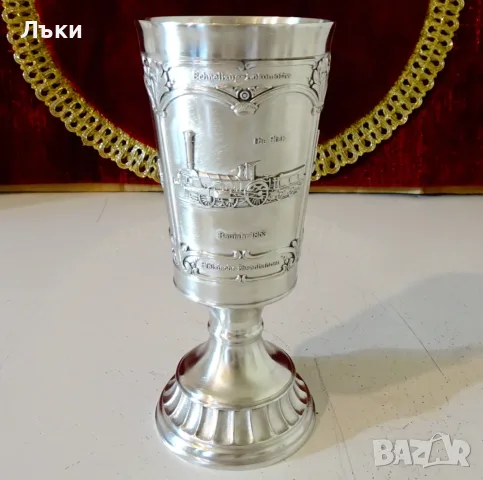 Калаена чаша за вино Локомотив,Влак 1906-1914 г. , снимка 3 - Антикварни и старинни предмети - 55530990