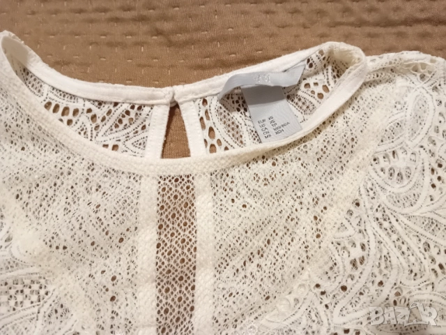 Елегантна бяла блуза с дантела от H&M, снимка 3 - Тениски - 54934272